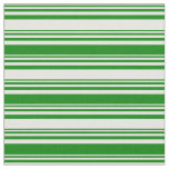 [ Thumbnail: White and Green Pattern of Stripes Fabric ]