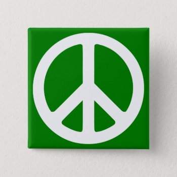 White And Green Peace Symbol Pinback Button by peacegifts at Zazzle
