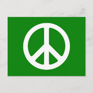 White and Green Peace Symbol Postcard
