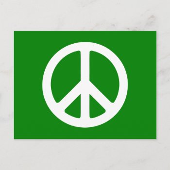 White And Green Peace Symbol Postcard by peacegifts at Zazzle