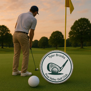 White and Green Personalized Golf Ball Marker