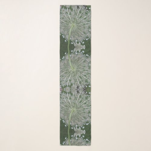 White and Green Queen Annes Lace Flowers Scarf