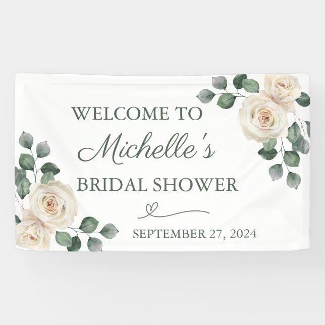 White and Green Rose Banner (Horizontal)