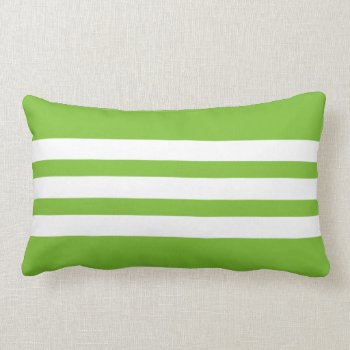 White And Green Triple Stripe Lumbar Pillow by JoLinus at Zazzle