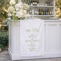 White and Green Wedding Bar Fabric Sign