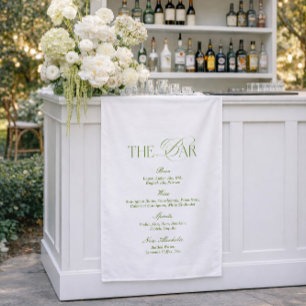 White and Green Wedding Bar Fabric Sign