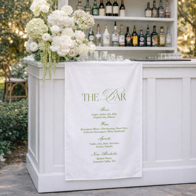White and Green Wedding Bar Fabric Sign (Creator Uploaded)