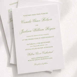 White and Green Wedding Invitation