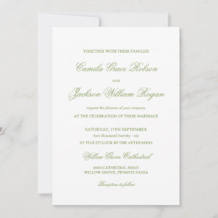 White and Green Wedding Invitation