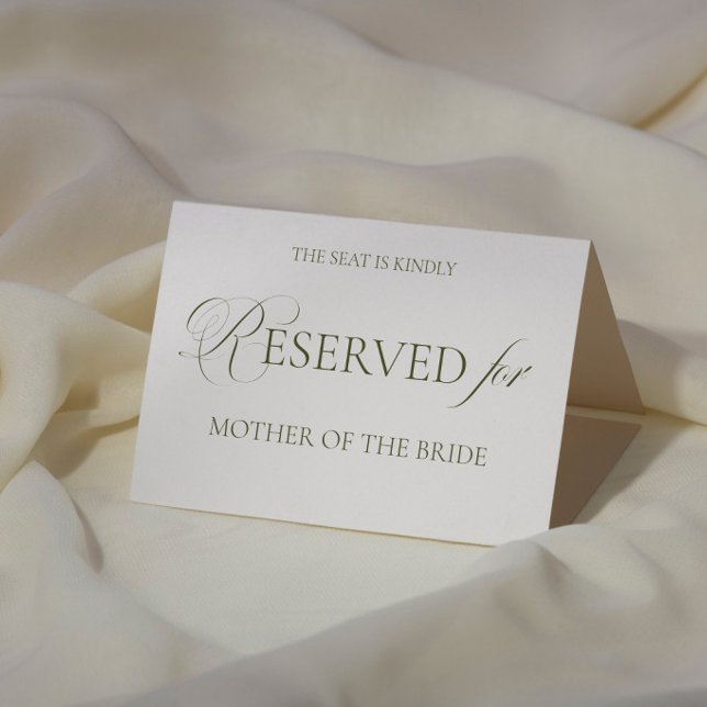 White and Green Wedding Reserved Place Card (Creator Uploaded)