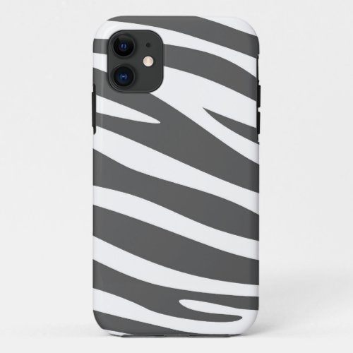 White and Grey Animal print skin of Zebra iPhone 11 Case