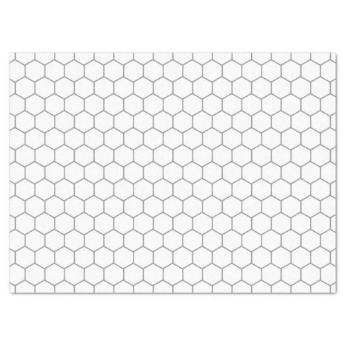 White And Grey Classy Geometric Honeycomb Pattern Tissue Paper