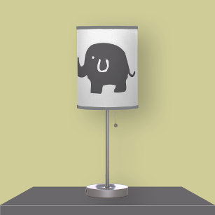 White And Grey Cute Elephants Zoo Animals Table Lamp