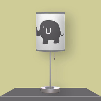 White And Grey Cute Elephants Zoo Animals Table Lamp by machomedesigns at Zazzle