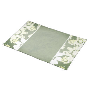 White and Grey Floral Cloth Placemats