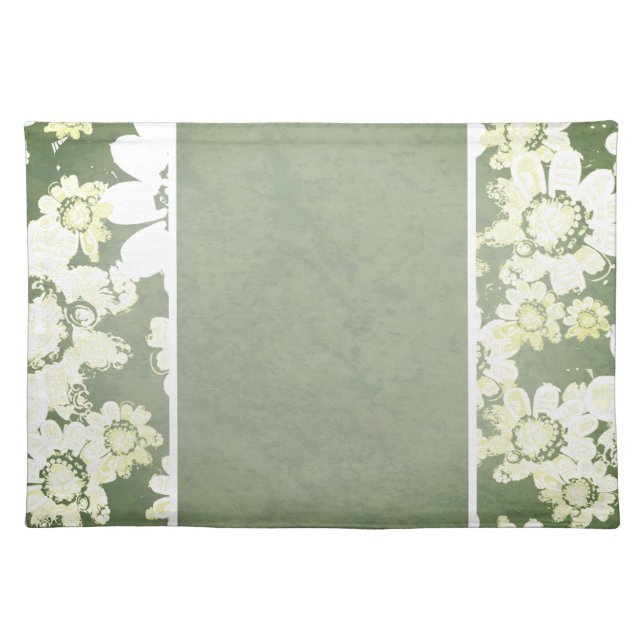 White and Grey Floral Cloth Placemats (Front)
