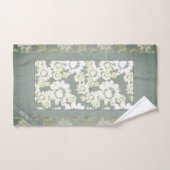 White and Grey Floral Lace Monogram Bath Towels (Hand Towel)