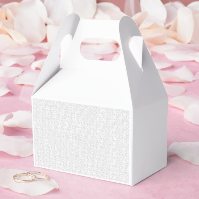 White and grey geometric pattern with interlocking favor boxes (Wedding)