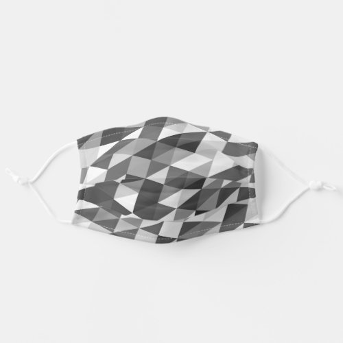 White and Grey Geometric Triangle Pattern Abstract Adult Cloth Face Mask