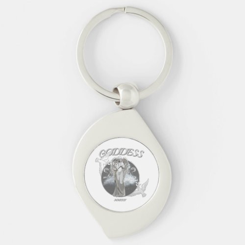 White and Grey Modern Goddess Metal Keychain