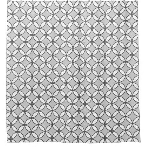 White and grey overlapping circles pattern shower curtain