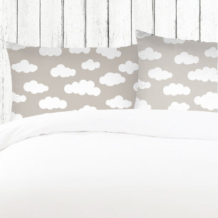 White And Grey Pastel Clouds Aesthetic Pillow Case