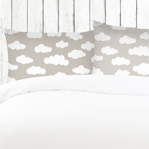 White And Grey Pastel Clouds Aesthetic  Pillow Case