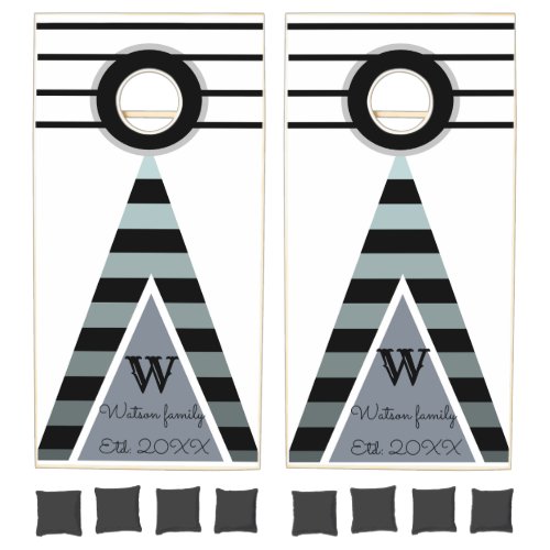 White and grey stripes pattern cornhole cornhole set