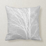 White and Grey Tree Branches Throw Pillow