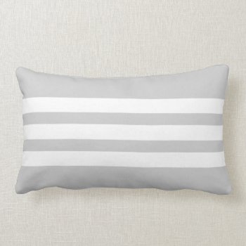 White And Grey Triple Stripe Lumbar Pillow by JoLinus at Zazzle