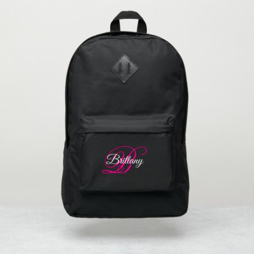 White and Hot Pink Fancy Monogram Port Authority Backpack
