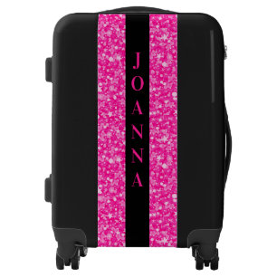 White And Hot Pink Glitter Luggage