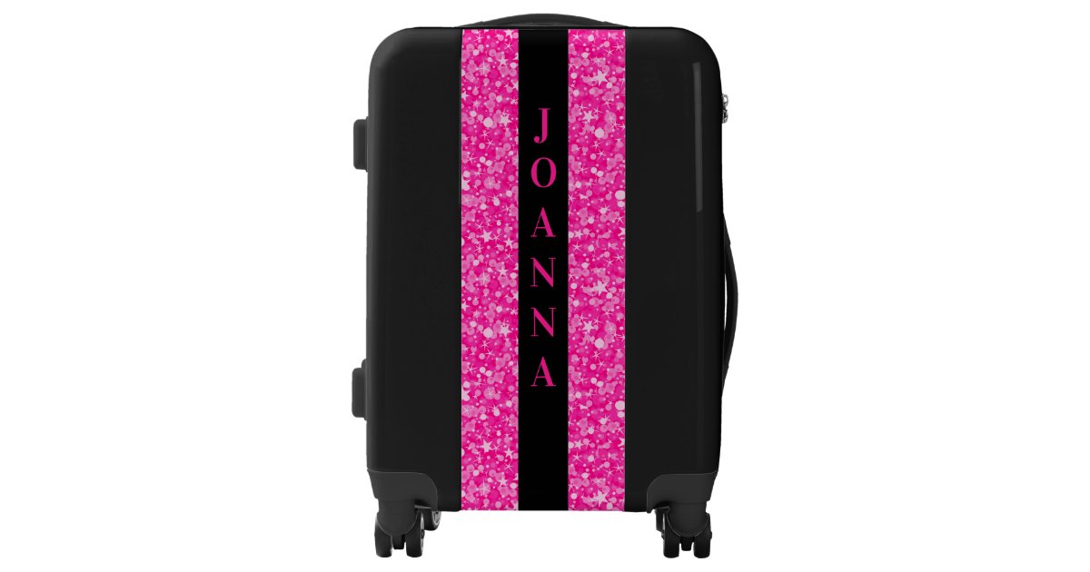 White And Hot Pink Glitter Luggage Zazzle