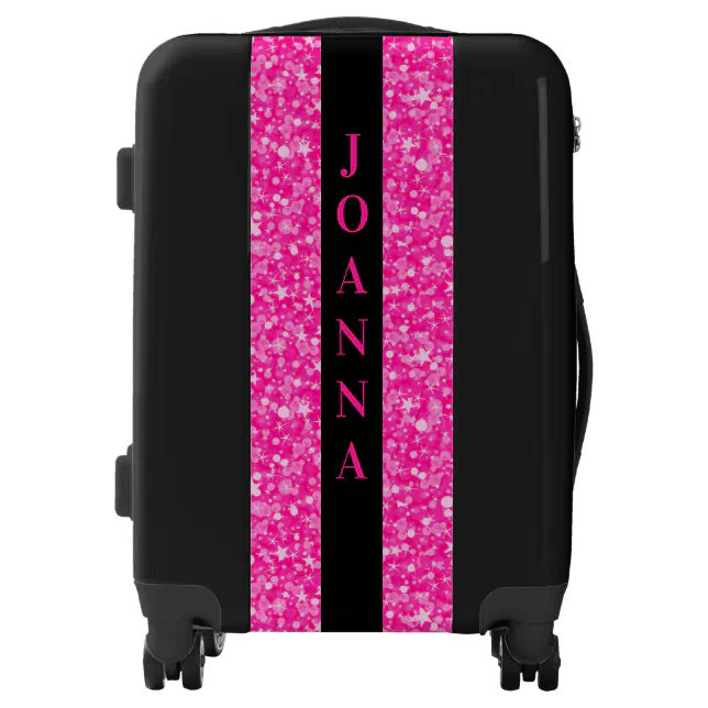 White And Hot Pink Glitter Luggage Zazzle