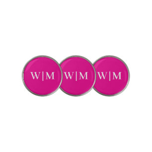 White and Hot Pink Personalize golf ball marker