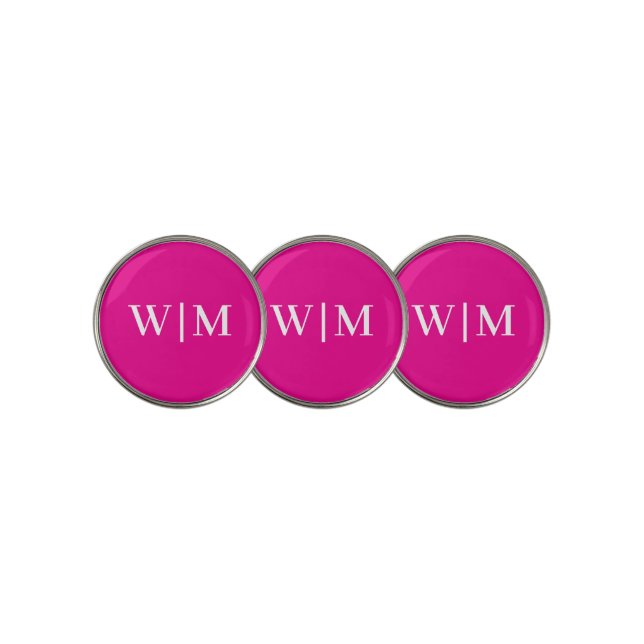 White and Hot Pink Personalize golf ball marker (3 Up)