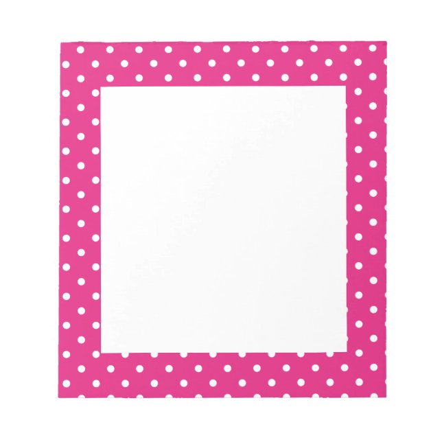 White and Hot Pink Polka Dot Pattern  Notepad (Front)
