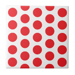 WHITE AND HOT RED POLKA DOT STYLISH SIMPLE CUSTOM CERAMIC TILE