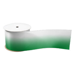 White and Kelly Green Ombre Satin Ribbon