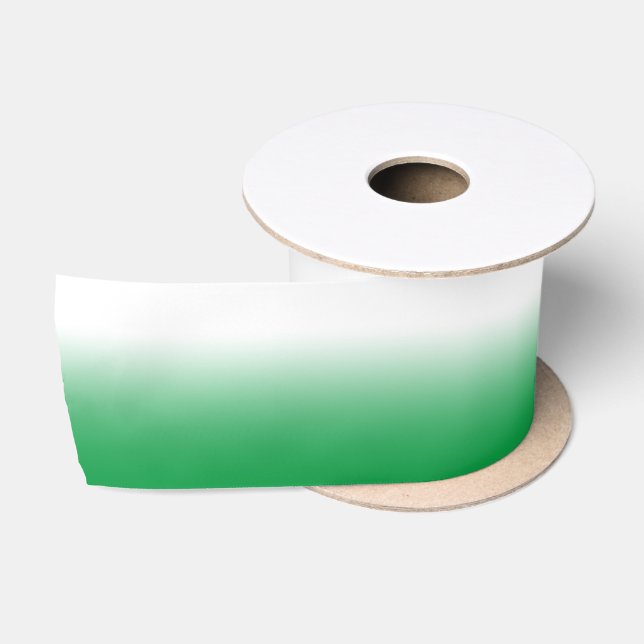 White and Kelly Green Ombre Satin Ribbon (Spool)