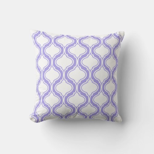 White And Lavender Geometric Pattern Throw Pillow