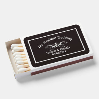 White and Licorice Custom Text Matchboxes