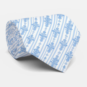 White and light blue pattern neck tie
