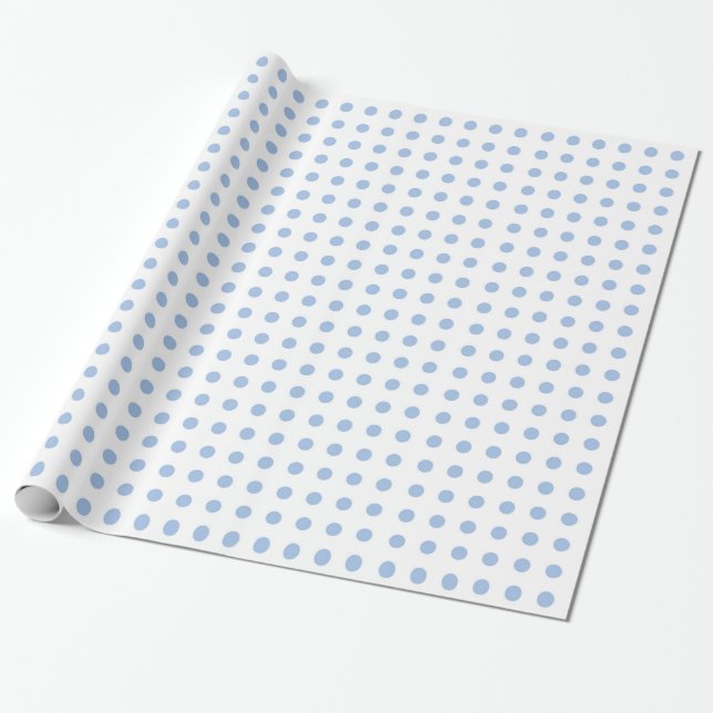 White and Light Blue Polka Dot Wrapping Paper (Unrolled)