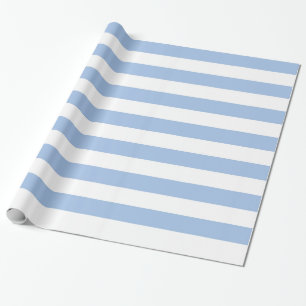 White and Light Blue Striped Wrapping Paper