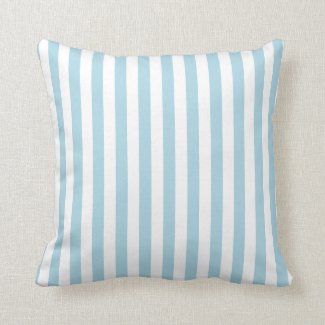 White and Light Blue Stripes Throw Pillow