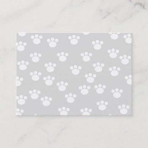 White and Light Gray Paw Print Pattern. Business Card Template