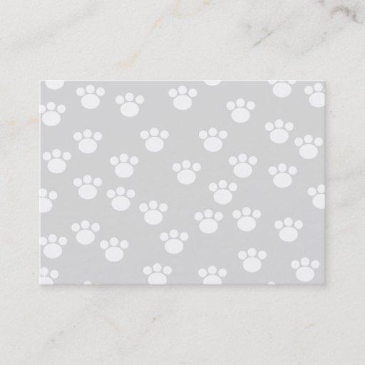 Customizable White and Light Gray Paw Print Pattern. Business Card Template