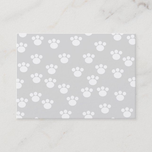 White and Light Gray Paw Print Pattern. Business Card (Front)