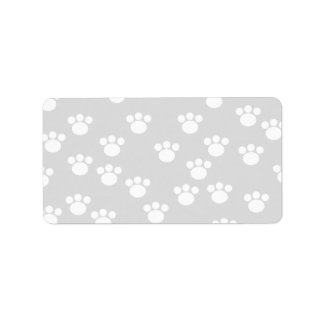White and Light Gray Paw Print Pattern. Label